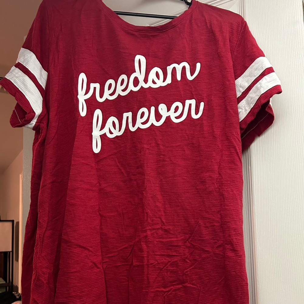 Lane Bryant Red 'Freedom Forever' Short Sleeve Tee